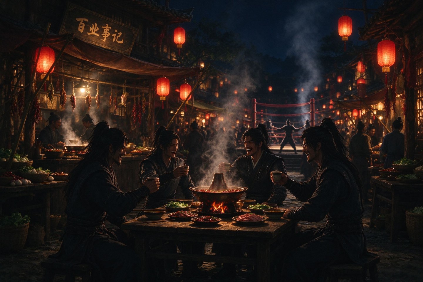 集市上的热闹与火锅局